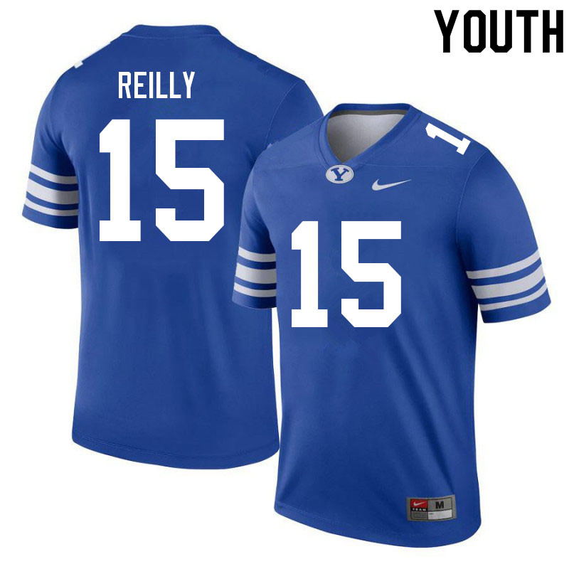 Youth #15 Rhett Reilly BYU Cougars College Football Jerseys Sale-Royal